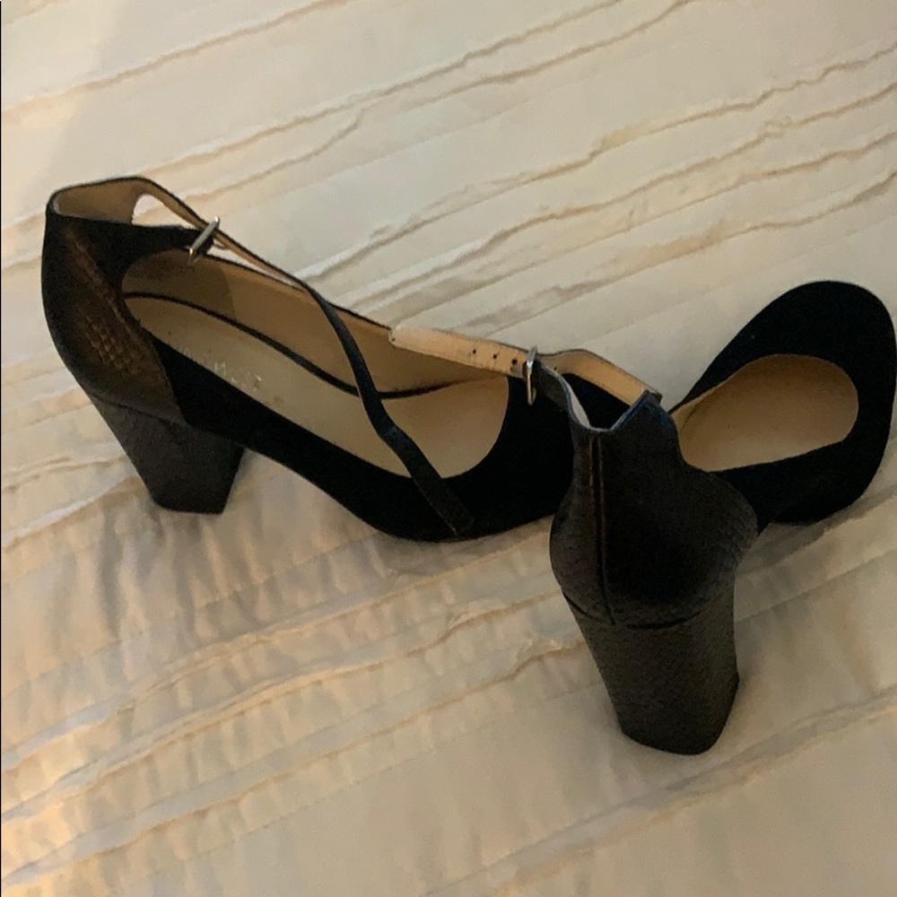 Nine West suede and block heel in snakeskin
